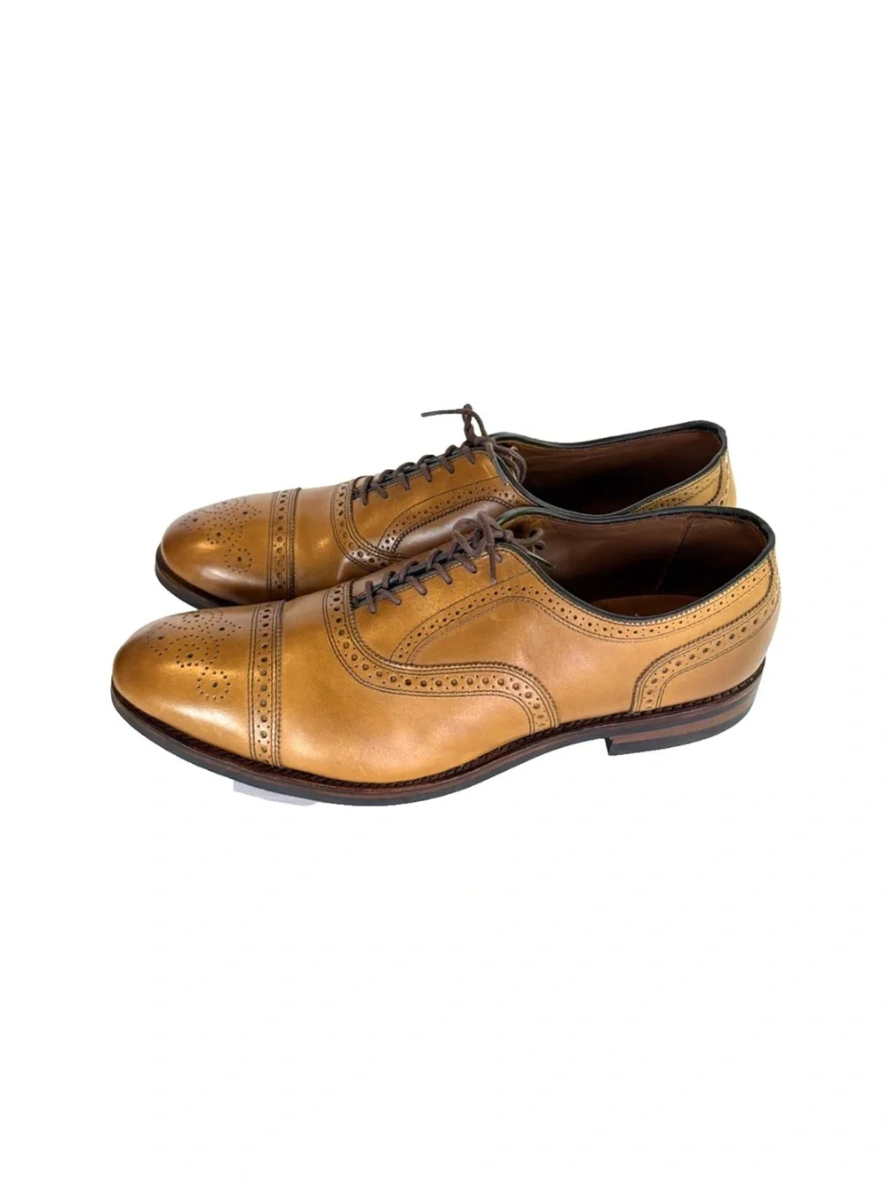 Allen Edmonds Strand Brown Leather Cap Toe Brogue Dress Shoes Men Size 14 D